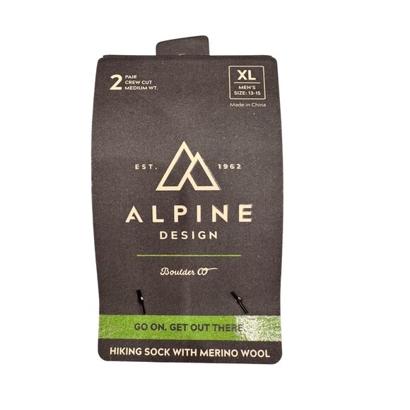 Alpine Design Hiking Sock Merino Wool Size XL Men's 13-15 NWT Brown Gray - Picture 4 of 4